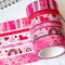 Valentine's Red & Pink Herts Boho Stripes Watercolor Washi Tape Set (#W076)